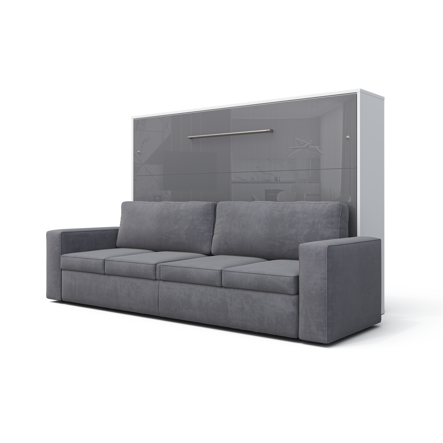Horizontal Murphy bed INVENTO with a Sofa, European Queen