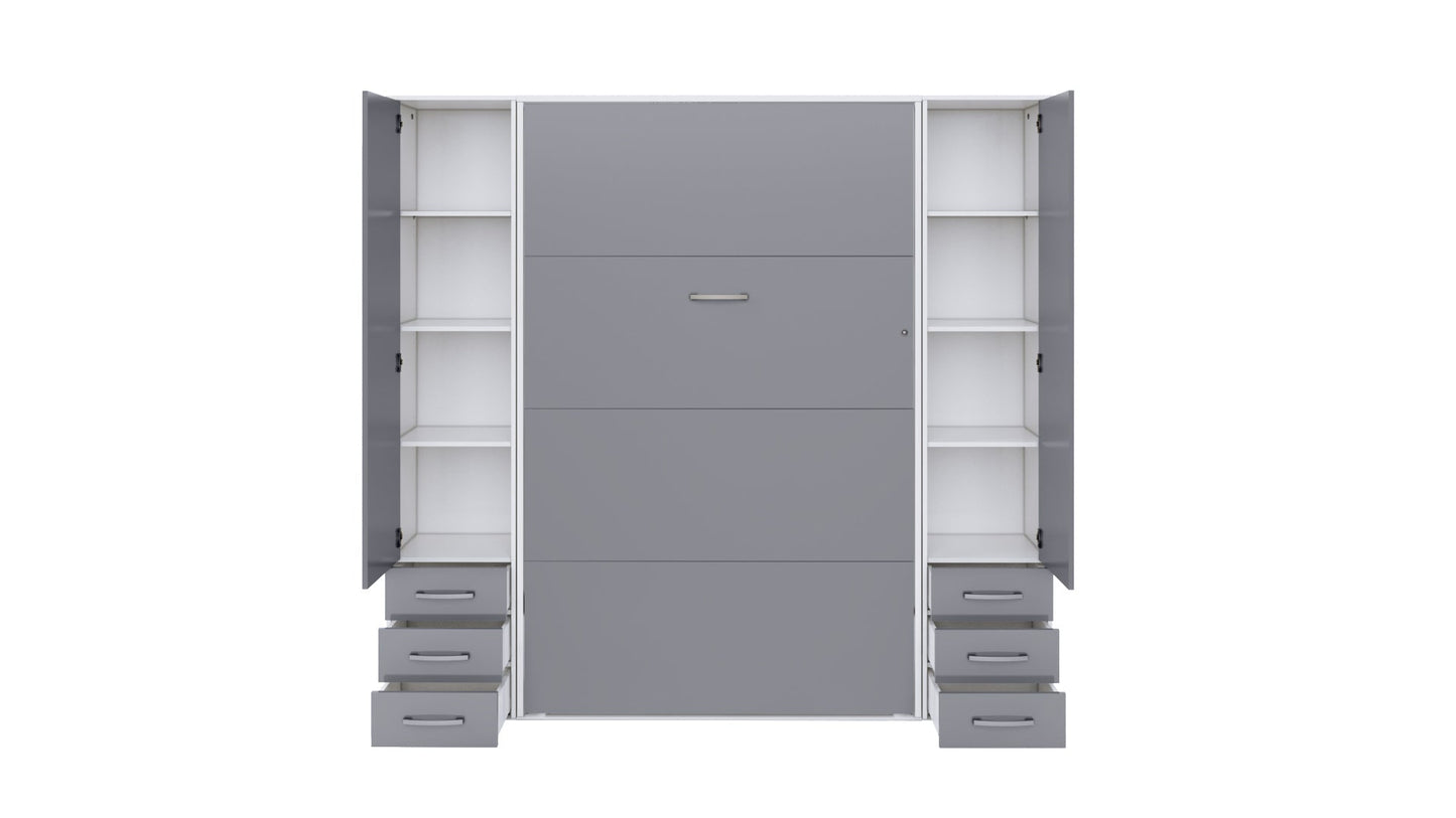 Invento Vertical Wall Bed, European Full Size with 2 cabinets