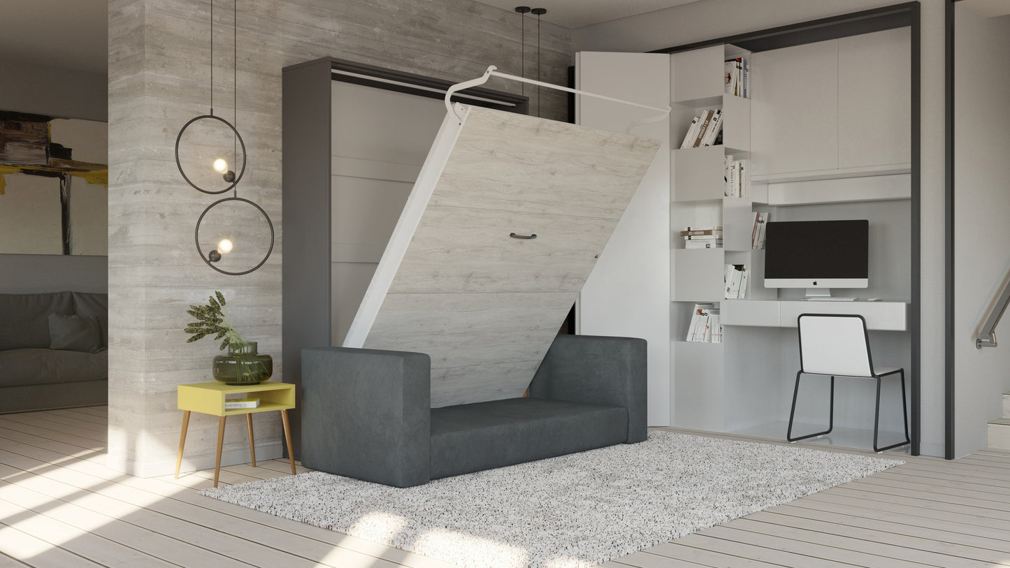 European Queen Vertical Murphy Bed INVENTO with a Sofa