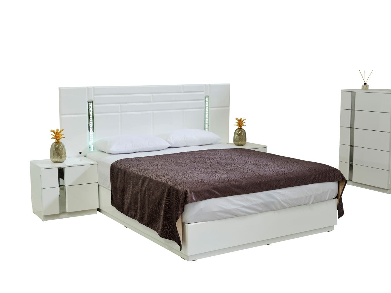 Sienna Bed with Headboard (White)