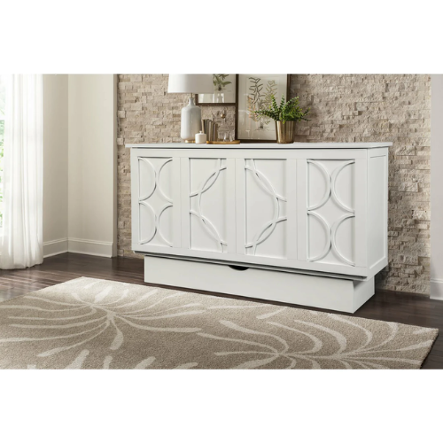 Creden-ZzZ Brussels White Queen Murphy Cabinet Bed