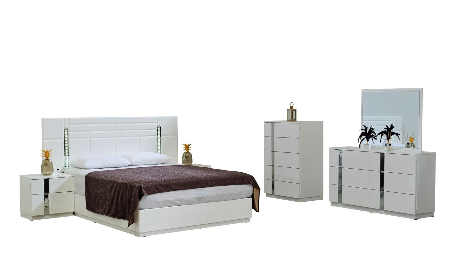 Sienna Bed with Headboard (White)