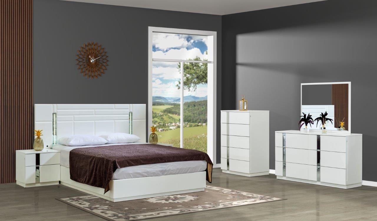 Sienna Bed with Headboard (White)