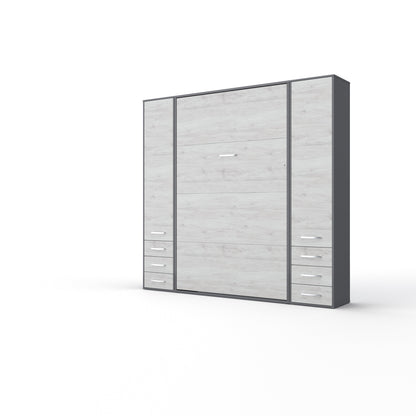 Invento Vertical Wall Bed, European Full Size with 2 cabinets