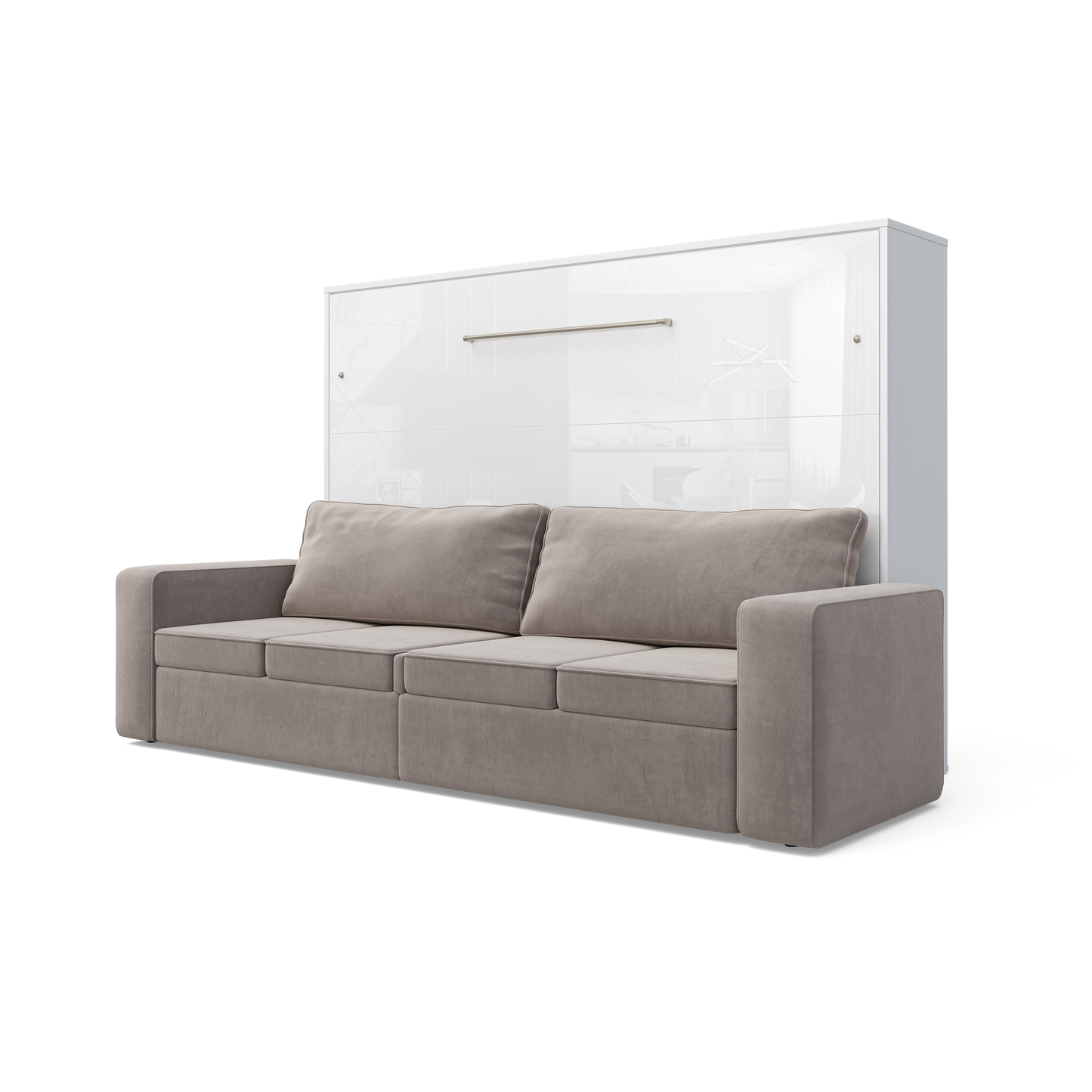 Horizontal Murphy bed INVENTO with a Sofa, European Queen