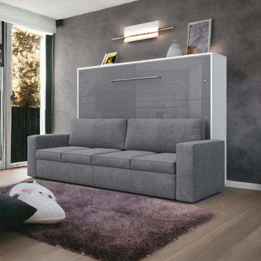 Horizontal Murphy bed INVENTO with a Sofa, European Queen