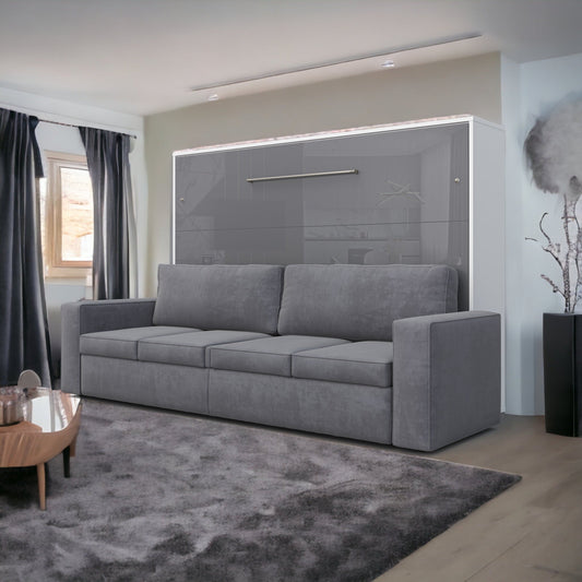 Horizontal Murphy bed INVENTO with a Sofa, European FULL XL