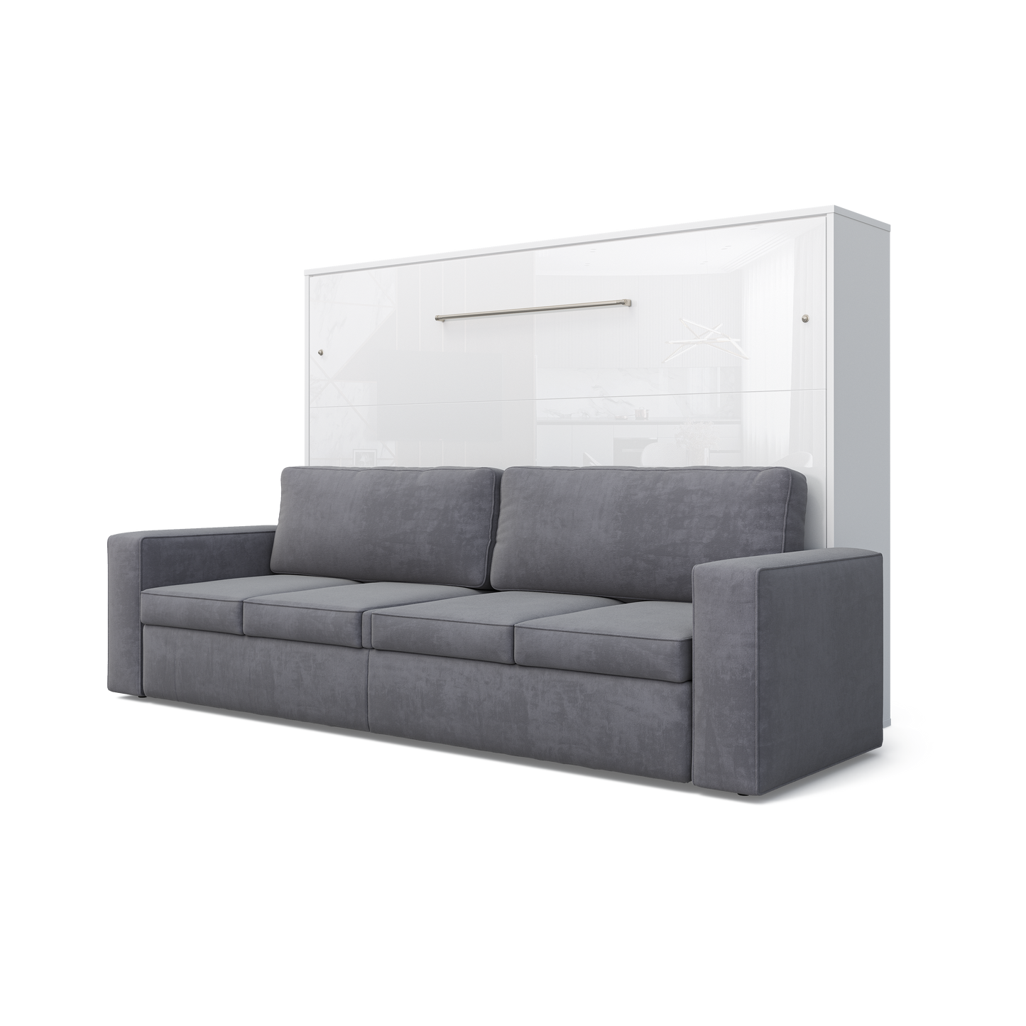 Horizontal Murphy bed INVENTO with a Sofa, European Queen