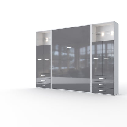 Vertical Wall Bed Invento, European Full Size with 2 cabinets