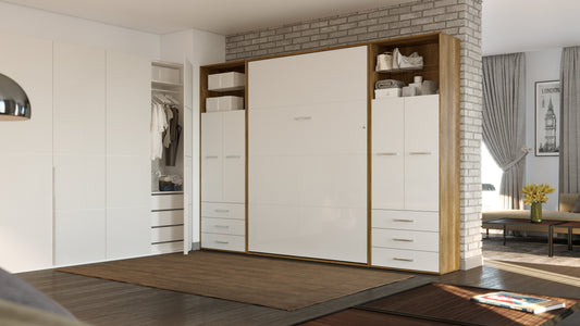 Vertical Wall Bed Invento, European Twin Size with 2 cabinets