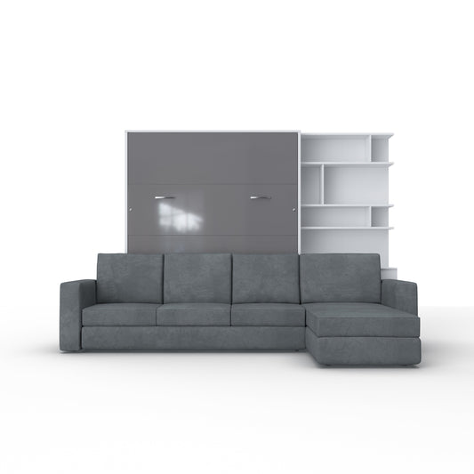 Murphy Bed INVENTO European Queen size with a Sectional Sofa and a Bookcase, mattress included