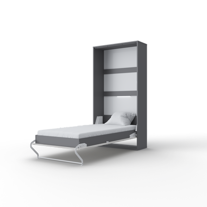 Vertical European TWIN size Murphy bed INVENTO with mattress, LED included