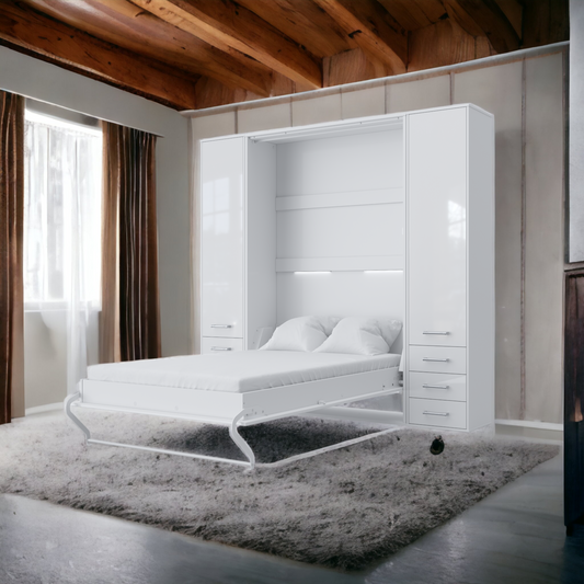 Murphy Bed Vertical Invento, European Queen Size with mattress and 2 cabinets, Online sale