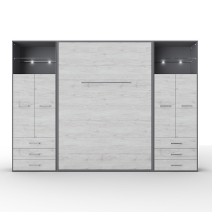 Vertical Murphy Bed Invento , European Full XL with 2 cabinets