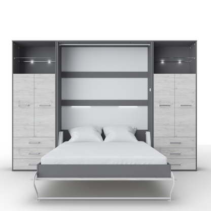 Vertical Murphy Bed Invento , European Full XL with 2 cabinets