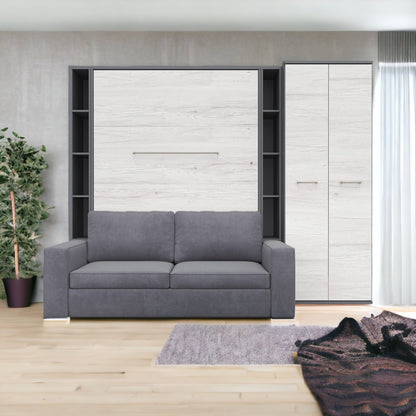 Vertical FULL size Murphy Bed Invento with a Sofa, two Cabinets and Wardrobe