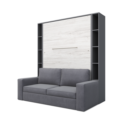 Vertical European FULL size Murphy Bed Invento with a Sofa and two Cabinets