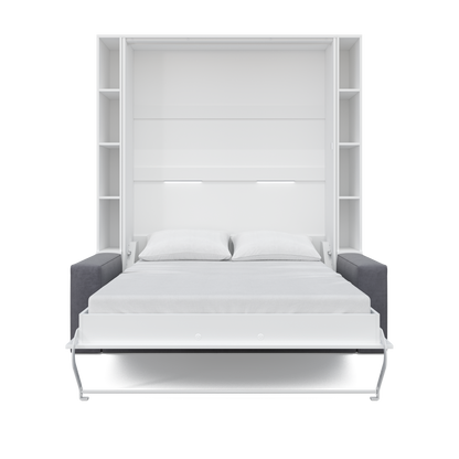 Vertical European FULL size Murphy Bed Invento with a Sofa and two Cabinets