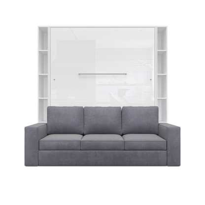 Vertical European Queen size Murphy Bed Invento with a Sofa and two Cabinets