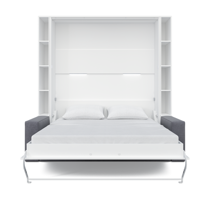 Vertical European Queen size Murphy Bed Invento with a Sofa and two Cabinets