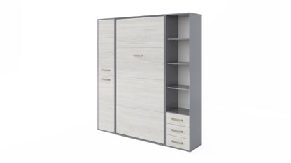 Invento Vertical Wall Bed, European Twin Size with 2 cabinets