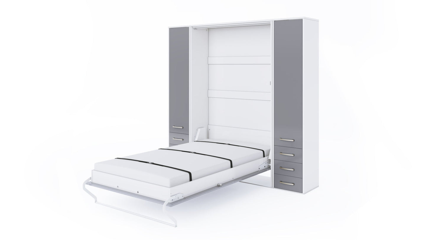Invento Vertical Wall Bed, European Full XL Size with 2 cabinets