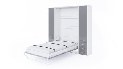 Invento Vertical Wall Bed, European Full XL Size with 2 cabinets