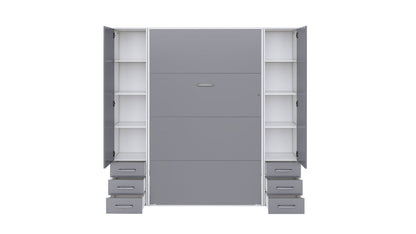 Invento Vertical Wall Bed, European Full XL Size with 2 cabinets