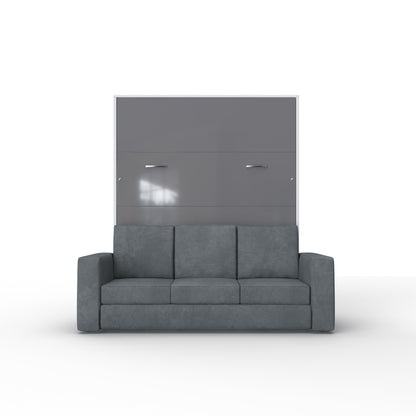 Invento Queen Vertical Murphy Bed with a gray Sofa